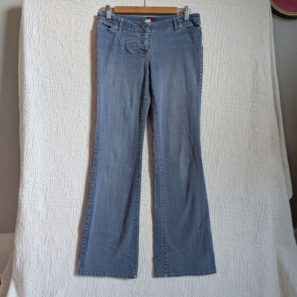 Vintage Y2K Tommy Hilfiger Jeans Low Rise Flare Button Fly Preppy Size 7 - Picture 6 of 13